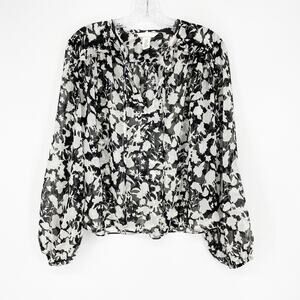 H&M Long Sleeve Floral Sheer Top Size XS